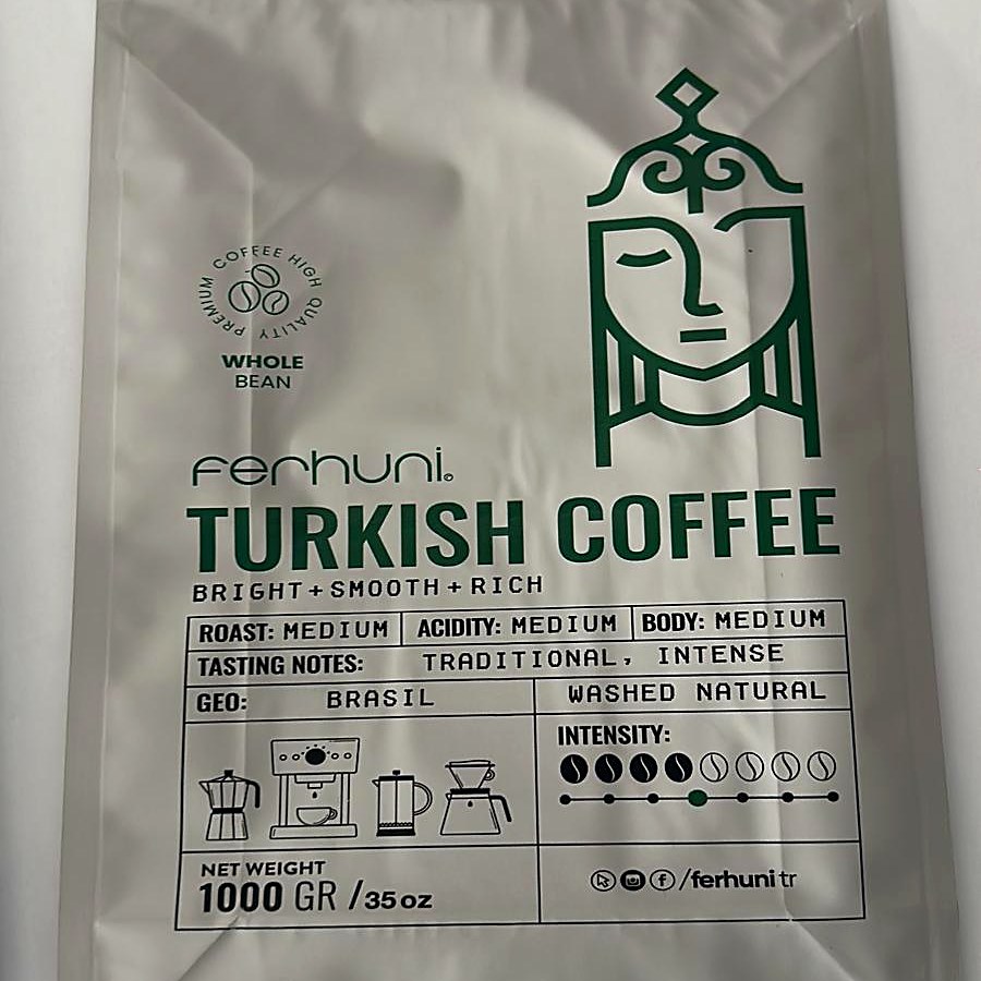 Baskılı beyaz kahve doypack